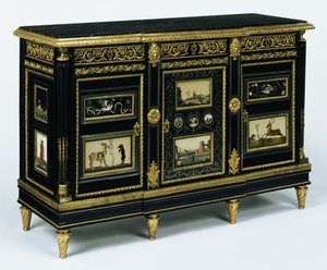 One of a Pair of Cabinets Mounted with Late 17th Century Pietra Dura Plaques, c.1785